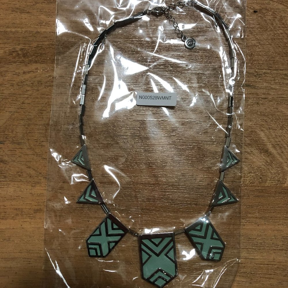 House of Harlow Leather Geometric Necklace Silver